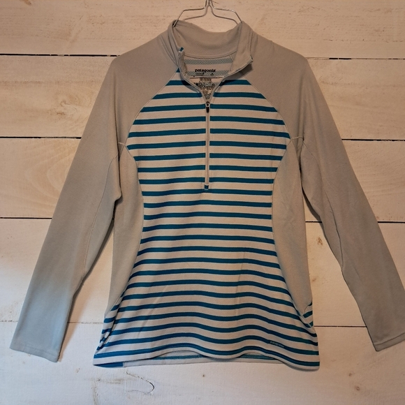 Patagonia Capilene 3 Midweight Half Zip Striped Pullover Base Layer Women's Med - Picture 1 of 8
